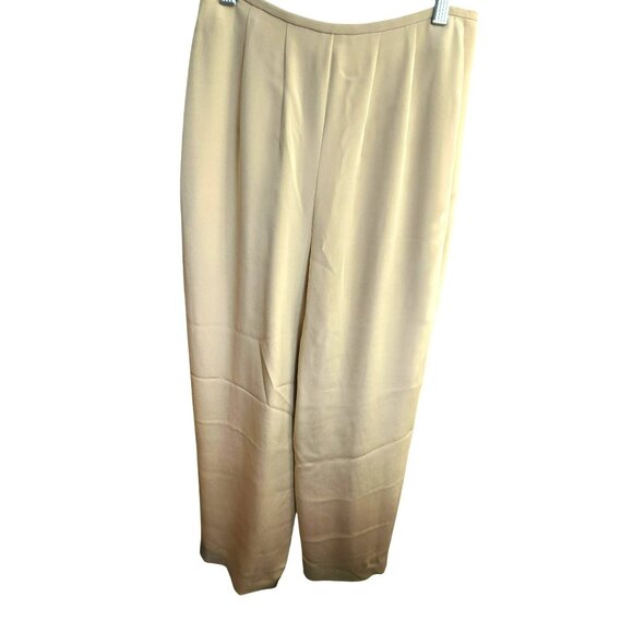 Ellen Tracy Womens Tan Wide-Leg Pants Size 4 100% Silk Vintage HS161 - Picture 7 of 7